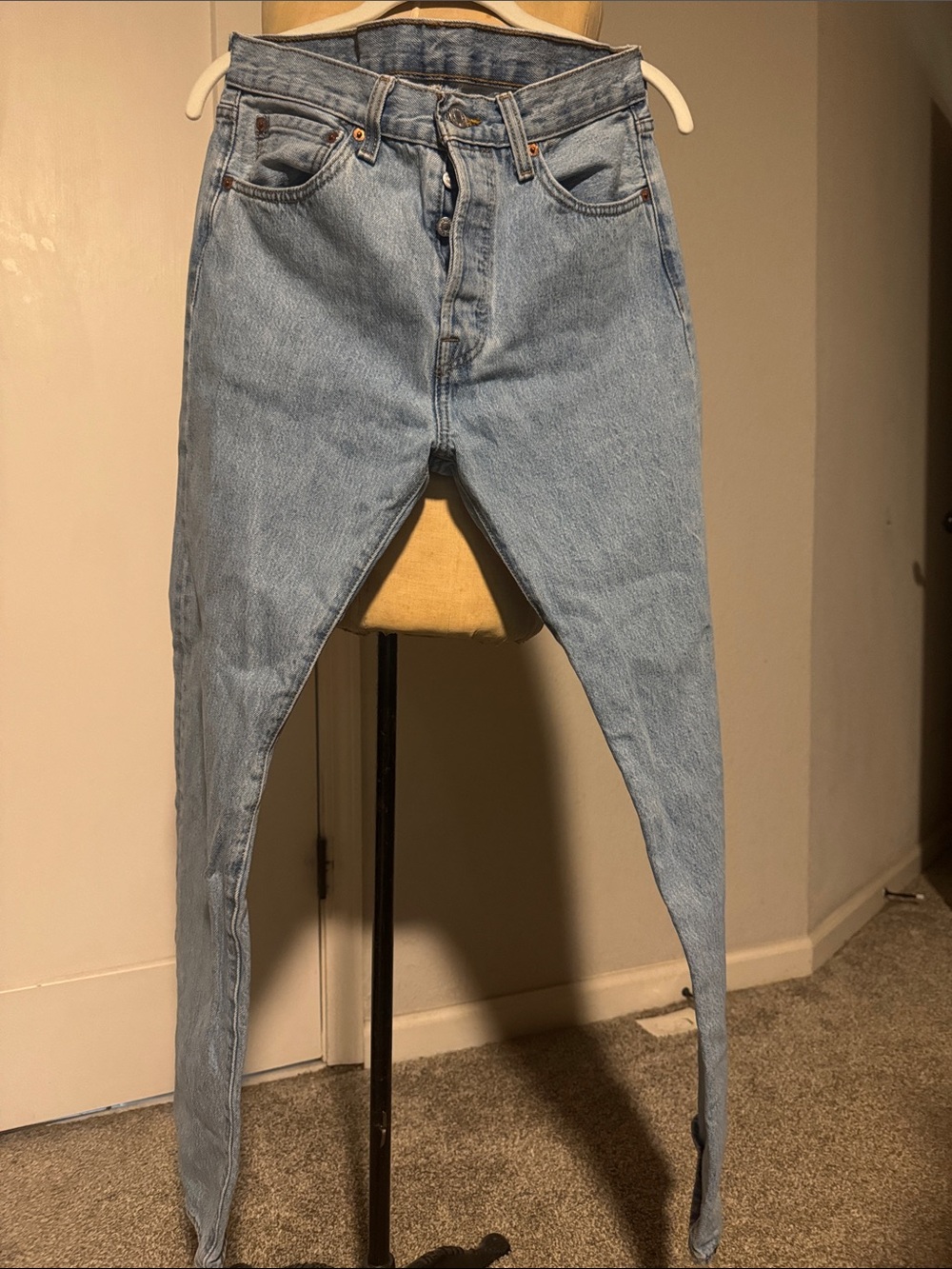 Levi's baggy Light Wash 501 Button Fly Slim Jeans